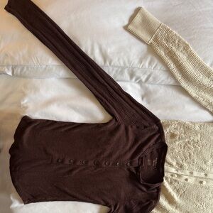 American Eagle Outfitters Dark Brown Button-Down Shirt